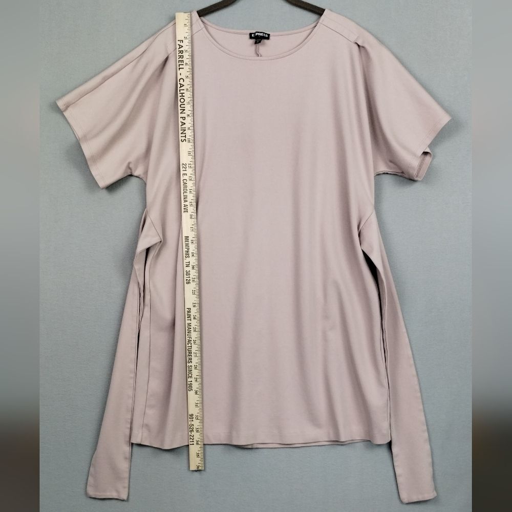 Nwot Express Women XL T-Shirt Dress Dusty Pink Tie Front Short Sleeve - Picture 7 of 10